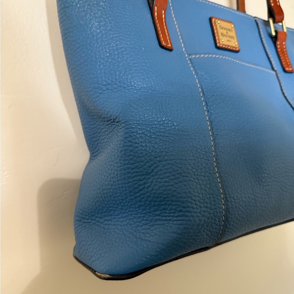 Dooney & Bourke Blue and Brown Leather Tote - Picture 7 of 12